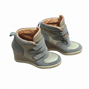 Cafe NOIR Italian Genuine Leather/Suede Wedge Sneakers Women's Size EU38/US7-7.5